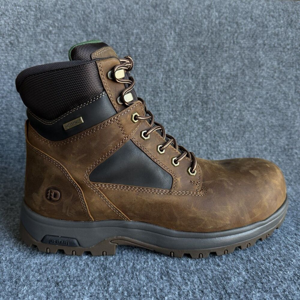 Dunham 8000Works Waterproof Work Boots Oil Resistant Soft Toe Brown Mens 11D NEW